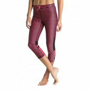 Roxy Women's Relay Running Active Dry Flight Striped Capri Pants Size S M BCH4